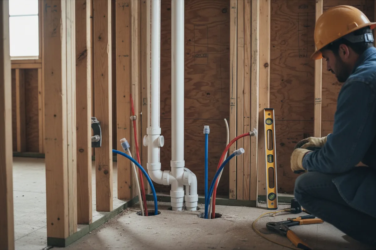 Drain and supply rough-in during Sump Pump Repair in Sterling